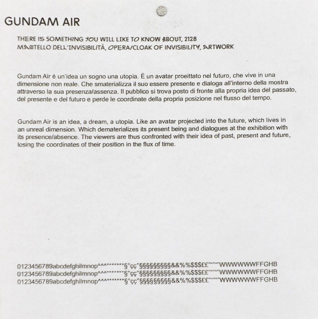 Gundam Air, There is something you will like to know about, 2128 – Courtesy l’artista, Ph. M. A. Sereni