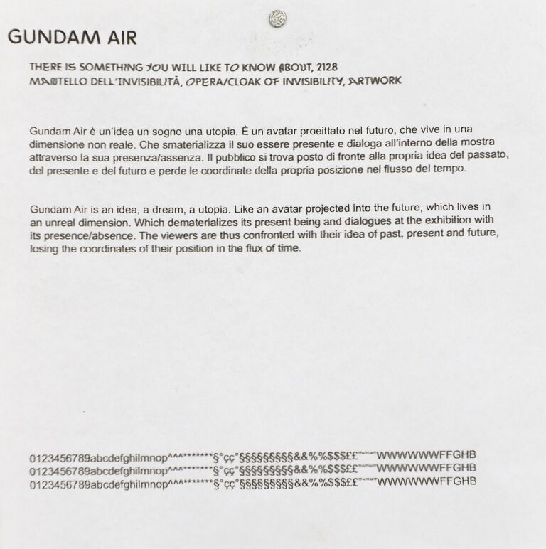 Gundam Air, There is something you will like to know about, 2128 – Courtesy l’artista, Ph. M. A. Sereni